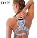 DANENJOY 2018 Women's Compression Printing Flowers Padded With Phone Pocket Plus Size Gym Yoga Bra Sportswear D-151
